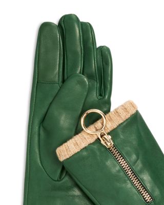 Cashmere Lined Leather Zip Tech Gloves - Exclusive