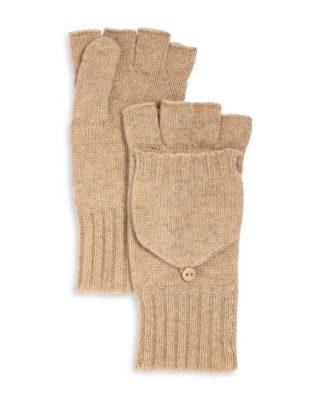 Ribbed Knit Cashmere Pop Top Mittens - Exclusive