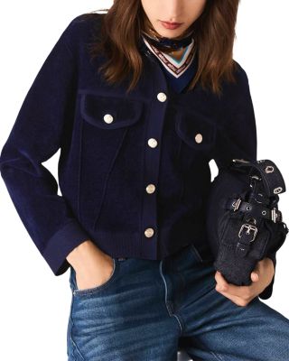 Cropped Velvet Cardigan Jacket