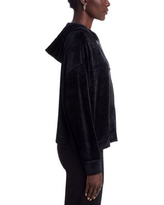 Velour Zip Front Hoodie