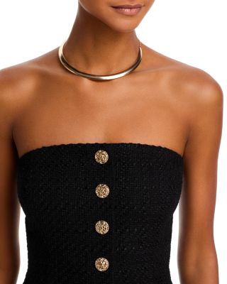 Structured Tweed Strapless Top