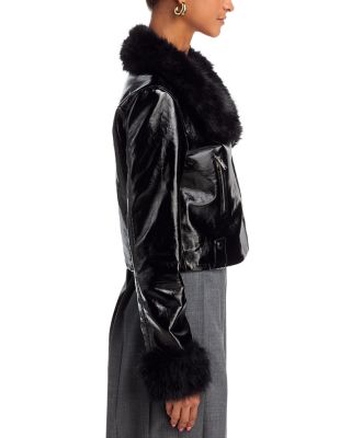 Camryn Crinkled Faux Leather Moto Jacket