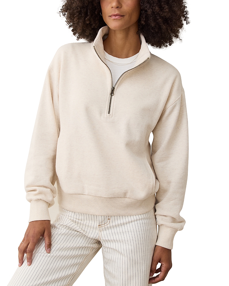 Marine Layer Cloud 9 Cotton Blend Fleece Half Zip Sweatshirt In Neutral