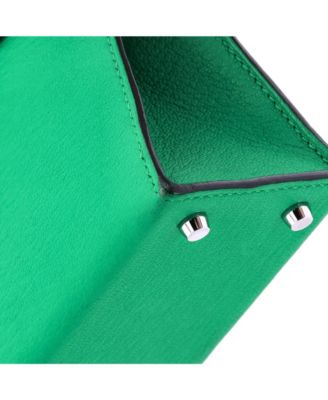 Kelly 20 Handbag Green Chevre Mysore with Palladium Hardware