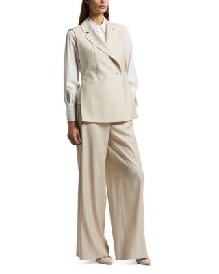 Wool Mid Rise Wide Leg Pants