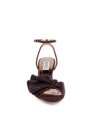Women&#39;s Remi Almond Toe Rhinestone Ruffle Mid Heel Sandals