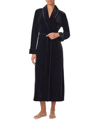 Long Sleeve Velvet Shawl Collar Long Robe