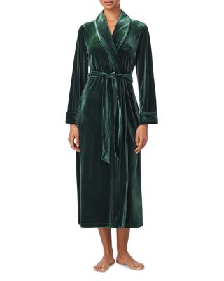 Long Sleeve Velvet Shawl Collar Long Robe