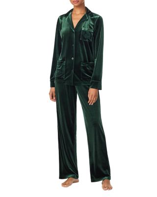 Velvet Long Sleeve Notch Collar Long Pants Pajama Set