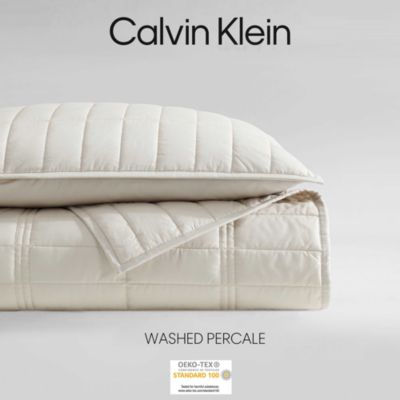 Washed Percale Solid 3 Piece Quilt Set