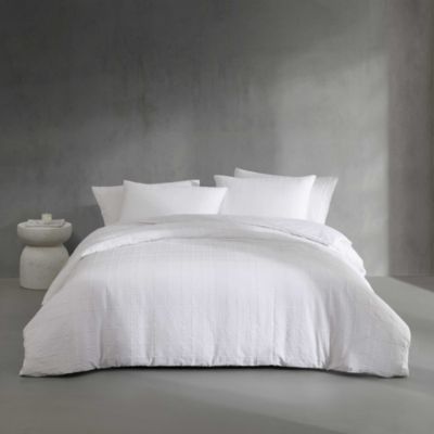Puckered Grid Solid 3 Piece Duvet Cover Set, King