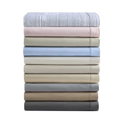 Washed Percale Wavy Stripe 4 Piece Sheet Set, Queen