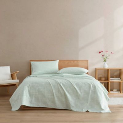 Pikku Rasymatto Pastel Blue Cotton Percale Sheet Set, Queen