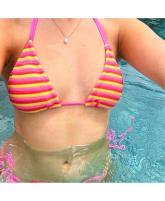 Girls' Glow Burst Stripe Triangle Bikini - Big Kid