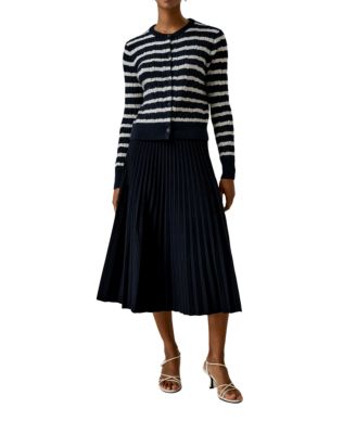 Striped Cable-Knit Cashmere Cardigan