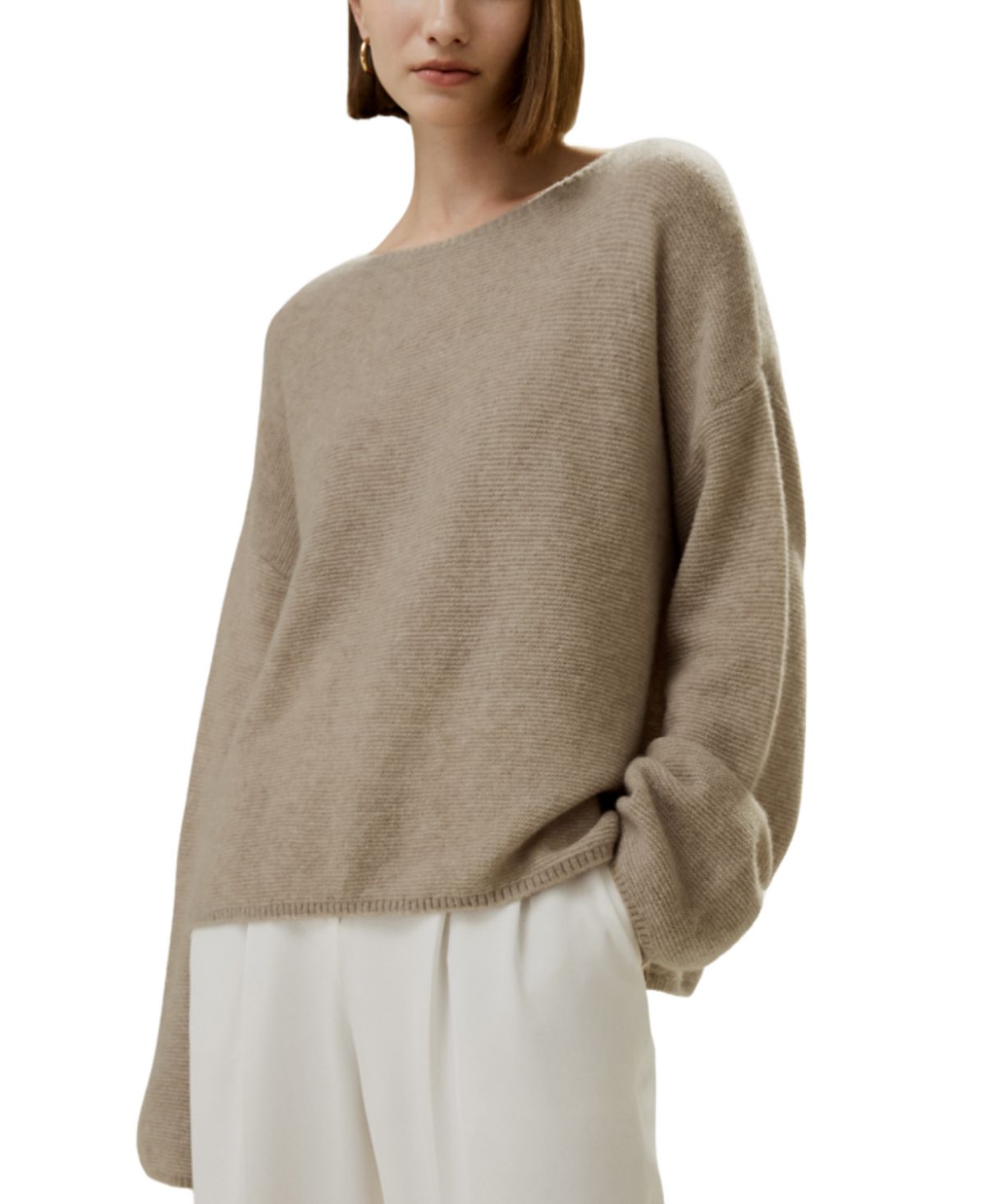 Lilysilk Relaxed Fit Drop-Shoulder Silk Cashmere Blend Sweatshirt