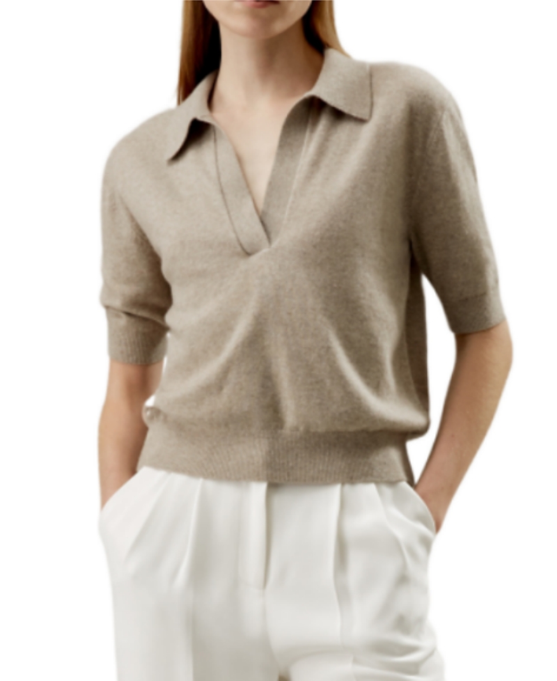 Lilysilk Baby Cashmere Polo Sweater In Brown