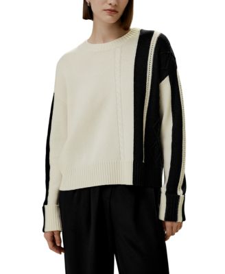 Bicolor Stripe Knit Wool Sweater