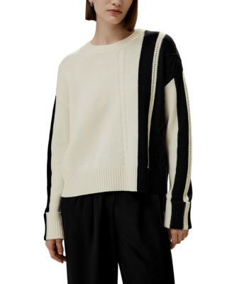LilySilk 100% Wool Sweater For Women Pullover Oversized Ribbed Slit