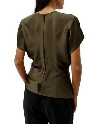 Short Batwing Sleeve Silk Contour Top