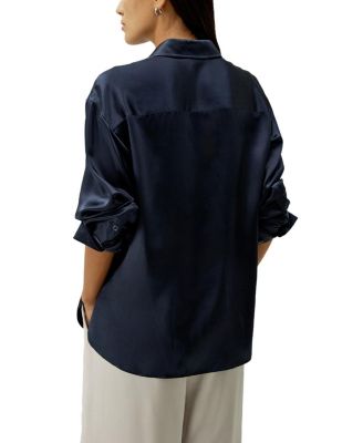 Casual Spread Collar Silk Shirt