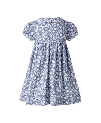  Girls' Blue Floral Button-front Dress and Bloomers - Baby