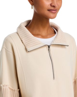 Rib Trim Quarter Zip Sweatshirt