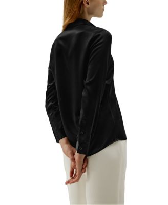 Women's Basic Concealed Placket Silk Shirt