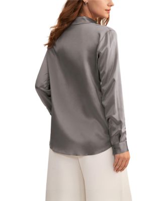 Women's Basic Concealed Placket Silk Shirt