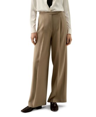 Silk-Wool Pleated Wide-Leg Trousers