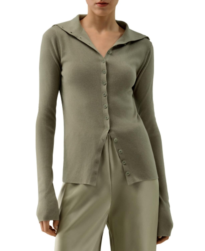 Lilysilk Slim Fit Silk Cashmere Sweater In Green