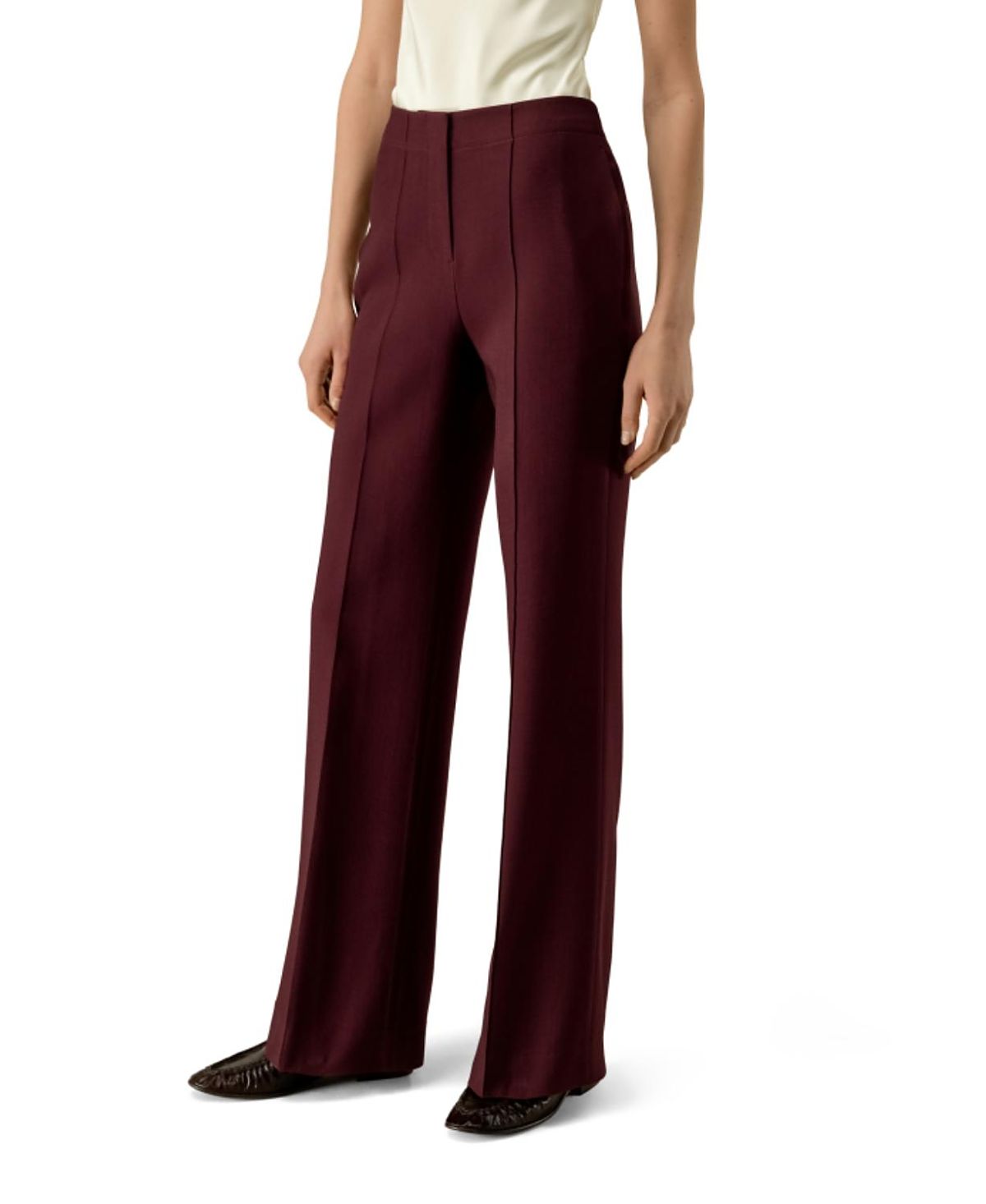 Lilysilk Silk-Wool Twill Flare Pants