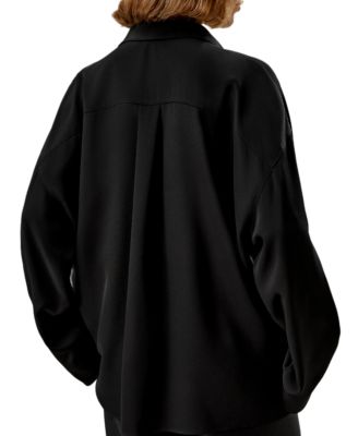 Relaxed Fit Drape Oversized Silk Shirt