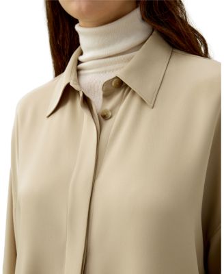 Relaxed Fit Drape Oversized Silk Shirt