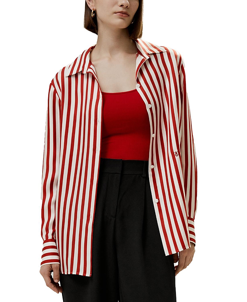 Lilysilk Classic Striped Silk Shirt In Red
