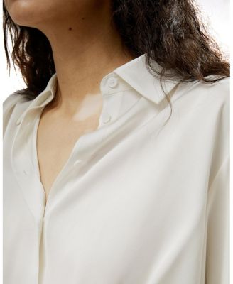 Hem Pleated Silk Blouse