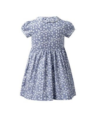 Girls' Blue Floral Button Front Dress - Little Kid, Big Kid