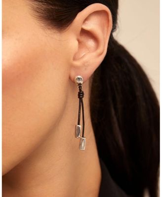 Leather Beaded Drop Earrings