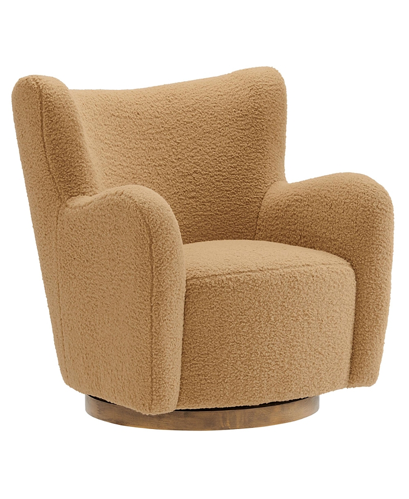 Modway Montrose Wingback Sherpa Swivel Accent Chair In Brown