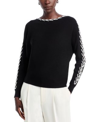 Whipstitch Boat Neck Dolman Sleeve Sweater