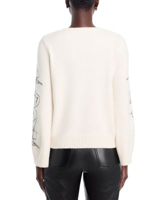 Floral Contrast Crewneck Sweater