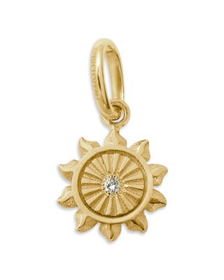 18K Yellow Gold Pirate Diamond Accent Lucky Sun Pendant, 0.01 tcw