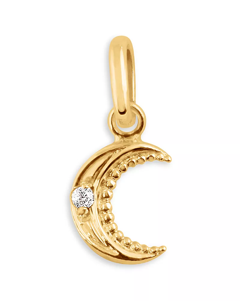 Gigi Clozeau 18K Yellow Gold Pirate Diamond Accent Petite Moon Pendant, 0.01 tcw