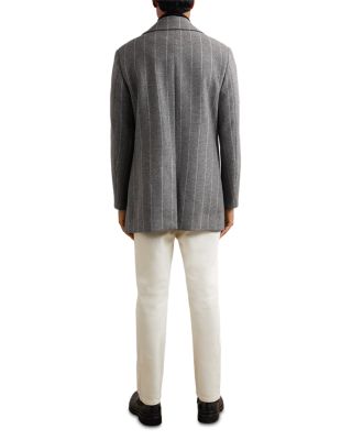 Bergamo Chalk Stripe Double Breasted Wool Peacoat