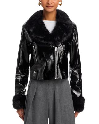 Camryn Crinkled Faux Leather Moto Jacket