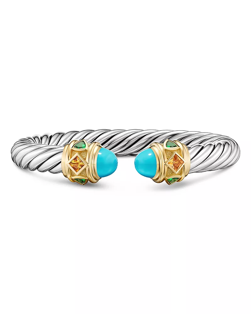David Yurman Renaissance Cable Flex Bracelet in Sterling Silver with 14K Yellow Gold, 9mm