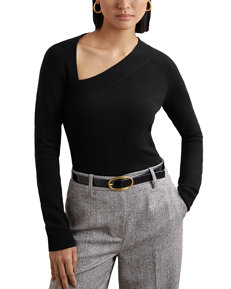 Reiss Zoie Asymmetric Long Sleeve Top In Multi