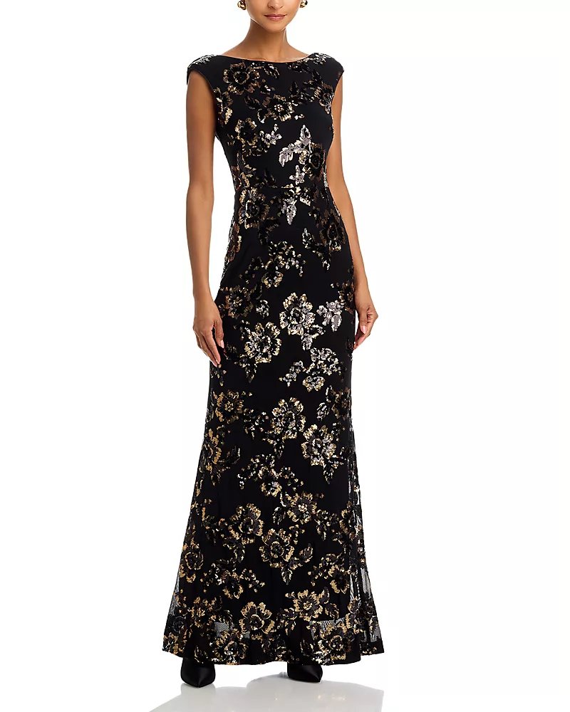 Eliza J Extended Cap Sleeved Gown