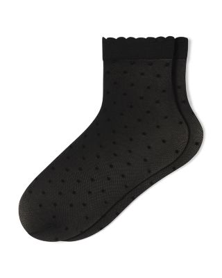 Flocked Dot Mesh Anklet Socks