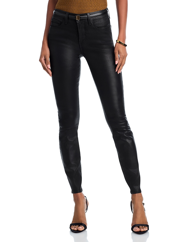 L'Agence Marguerite Coated High Rise Skinny Jeans in Black Coated
